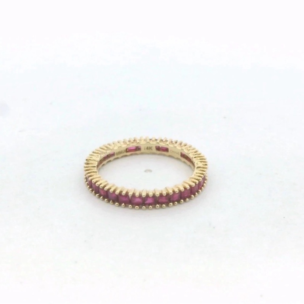 14k Yellow Gold Square Cut Ruby Stackable Eternit… - image 1